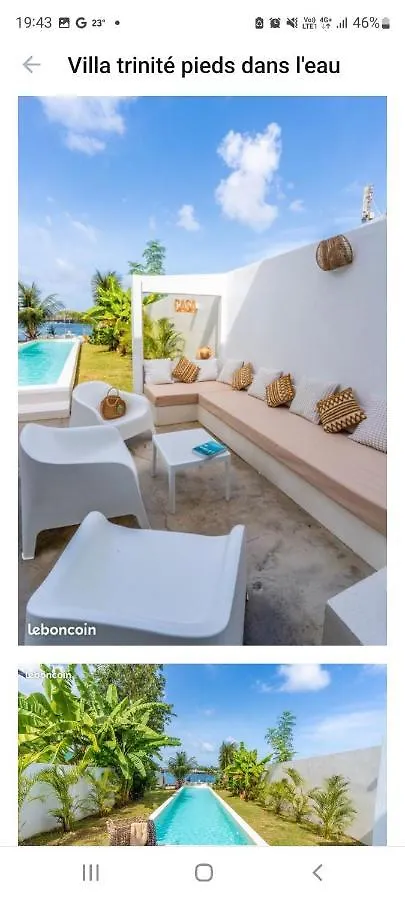 Jolie Chambre Pied Dans L'Eau Dans Villa Blanca 0*, La Trinite